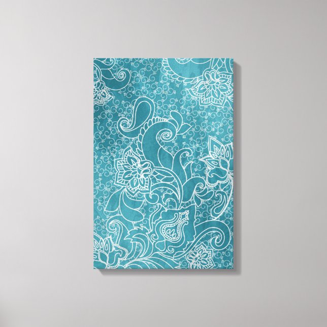 Beautiful vintage flowers swirls Paisleys foliage Canvas Print (Front)