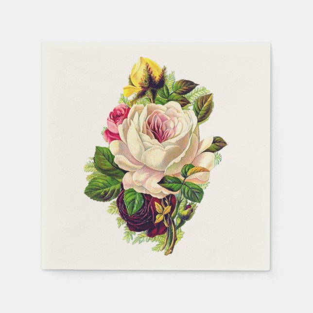 Beautiful Vintage Girly Floral Art Napkin (Front)