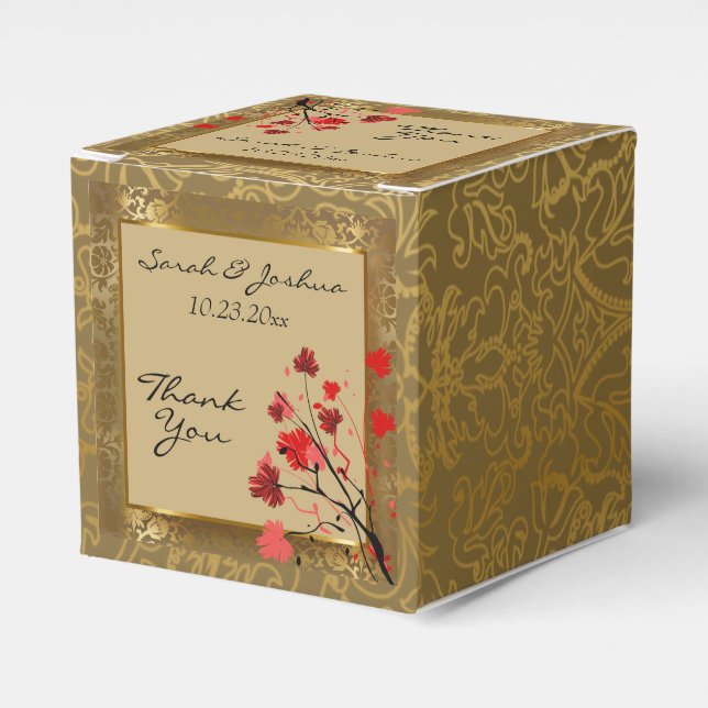 Beautiful Vintage Gold Damask & Art Deco Favour Box (Front Side)