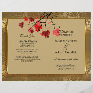 Beautiful Vintage Gold Damask Wedding Program