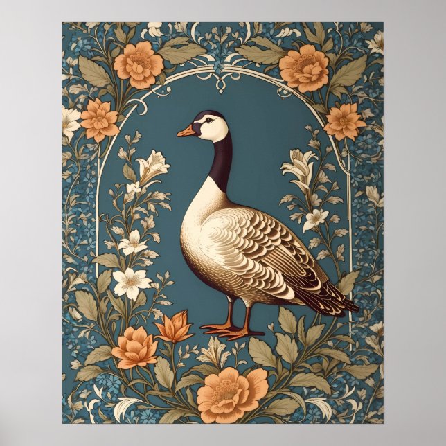 Beautiful Vintage Goose William Morris Inspired Poster (Front)