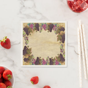 Beautiful Vintage Grape Vines Rustic Paper Plates Napkin