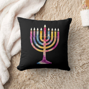 Beautiful Vintage Hanukkah Menorah Happy Hanukkah Cushion