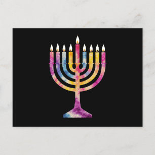 Beautiful Vintage Hanukkah Menorah Happy Hanukkah Postcard