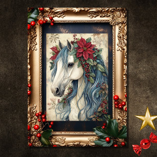 Beautiful Vintage Horse with Frame Christmas Holiday Card
