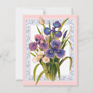 Beautiful Vintage Iris Bouquet Birthday Invitation