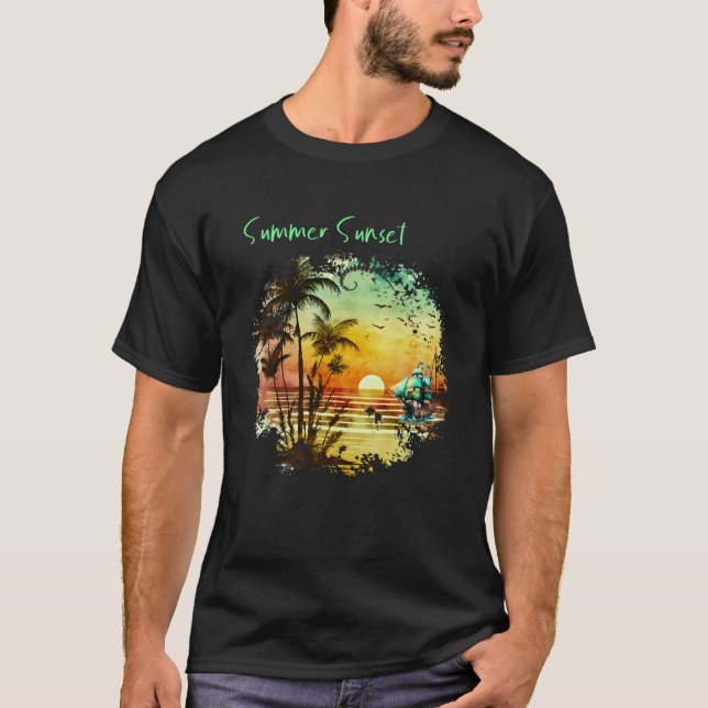 Beautiful Vintage Island Sunset  1 T-Shirt (Front)