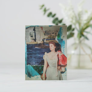 Beautiful Vintage Lady Along the River Postcard