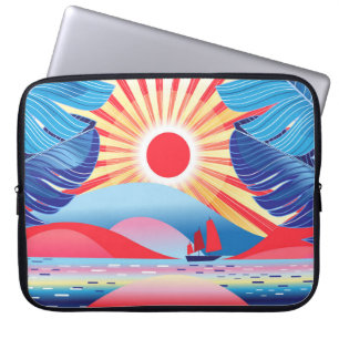 Beautiful Vintage landscape with palm trees and se Laptop Sleeve