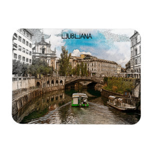 Beautiful Vintage Ljubljana Slovenia Panorama View Magnet