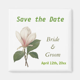 beautiful vintage magnolia flower save the date magnet