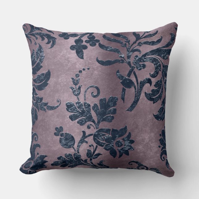 Beautiful, vintage, metallic, embossed,damask chic cushion (Front)