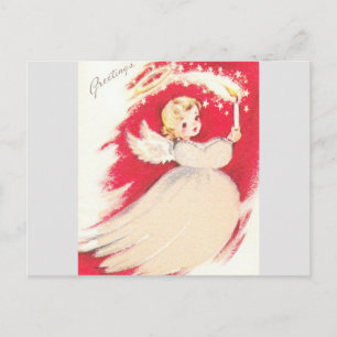 Beautiful Vintage Mid Century Mod Angel Postcard
