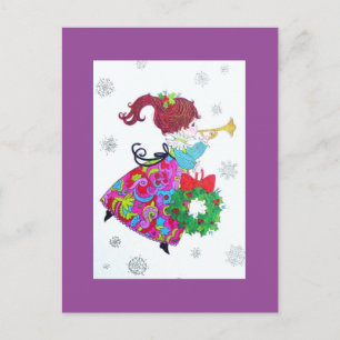 Beautiful Vintage Mid Century Mod Angel Postcard