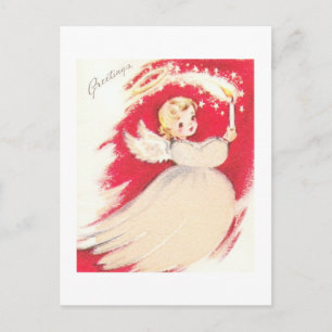 Beautiful Vintage Mid Century Mod Angel Postcard