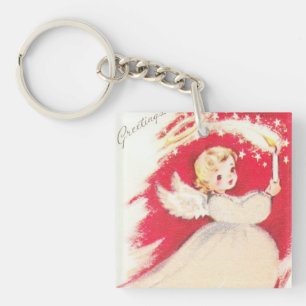 Beautiful Vintage Mid Century Mod Retro Angel Key Ring