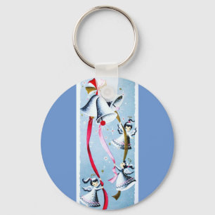 Beautiful Vintage Mid Century Mod Retro Angels Key Ring