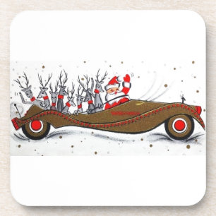 Beautiful Vintage Mid Century Mod Santa Coaster