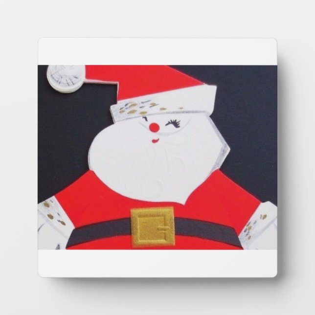 Beautiful Vintage Mid Century Mod Santa Plaque (Front)
