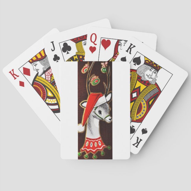 Beautiful Vintage Mid Century Reindeer Playing Cards (Back)