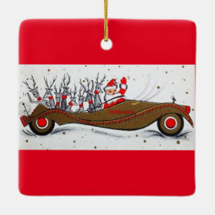 Beautiful Vintage Mid Century Santa Ceramic Ornament