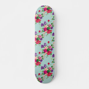 beautiful,vintage,mint,floral,pink,cute,girly,chic skateboard