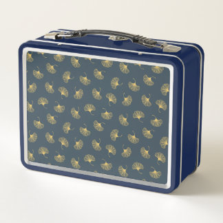 Beautiful vintage navy blue Ginko print lunchbox
