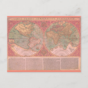 Beautiful Vintage Old World Map with Latin Text Postcard