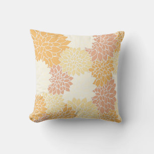 Beautiful Vintage Orange Dahlias Pattern Pillow