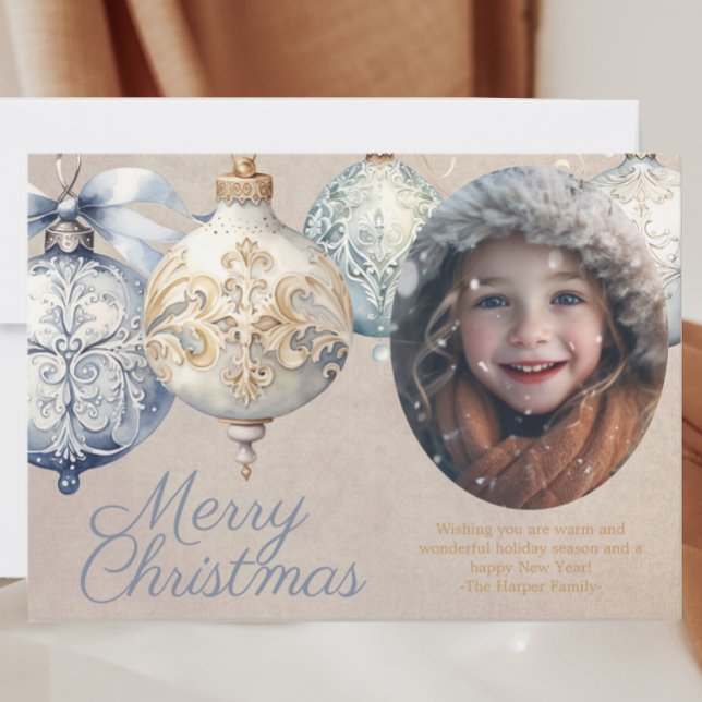 Beautiful Vintage Ornament Photo Holiday Card (Creator Uploaded)