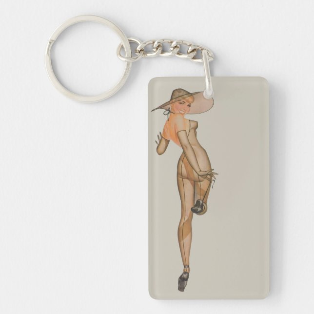 Beautiful ! Vintage Pin Up Girl Keychain  (Front)