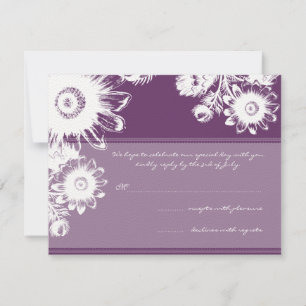 Beautiful Vintage Purple Floral Wedding RSVP Card