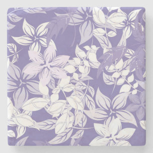 Beautiful Vintage Purple Pastel Floral Pattern Stone Coaster