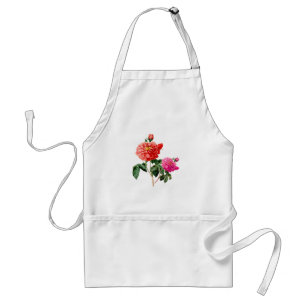 beautiful vintage red and pink rose flowers standard apron