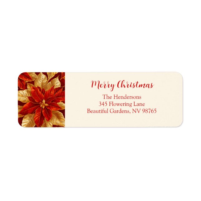 Beautiful Vintage Red Gold Poinsettias Christmas (Front)