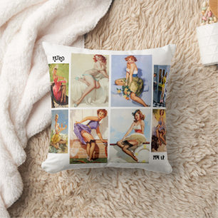Beautiful Vintage RetroPinUp Girl 8 photo Cushion