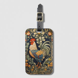 Beautiful Vintage Rooster William Morris Inspired  Luggage Tag