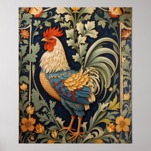 Beautiful Vintage Rooster William Morris Inspired  Poster