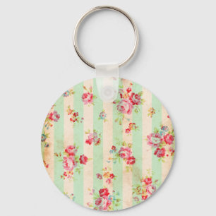 Beautiful vintage roses and other flowers key ring