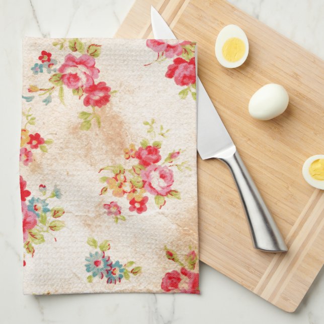 Beautiful vintage roses and other flowers tea towel (Quarter Fold)