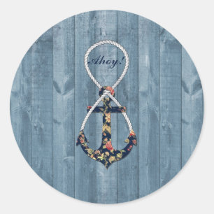 Beautiful vintage roses  floral anchor infinity classic round sticker