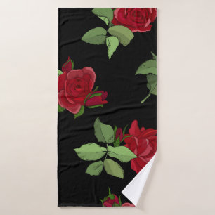 Beautiful vintage seamless floral pattern with ros bath towel