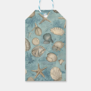 Beautiful Vintage Seashells In Blue Gift Tags