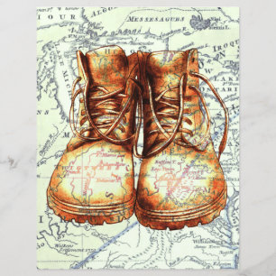 Beautiful vintage shoes on map scrapbooking