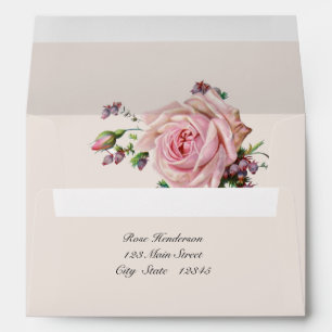 Beautiful Vintage Soft Romantic Pink Roses (5 x 7) Envelope