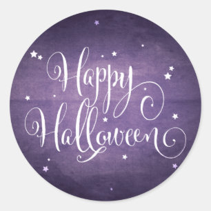 Beautiful Vintage Stars Purple Halloween Classic Round Sticker