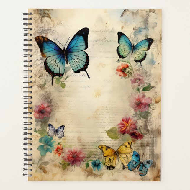 Beautiful Vintage Style Butterflies  Planner (Front)