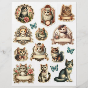 Beautiful Vintage-Style Cat Labels and Tags