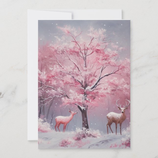 Beautiful Vintage Styled Pink Christmas Card (Front)
