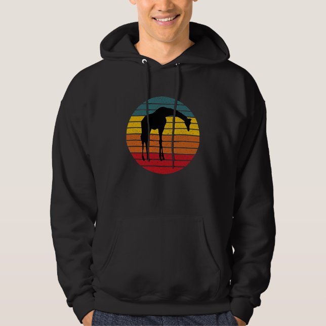 Beautiful Vintage Sunset Giraffe Hoodie (Front)